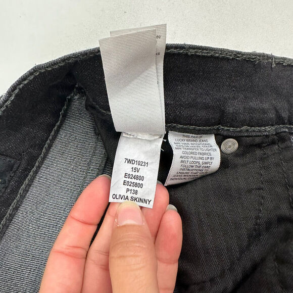Lucky Brand Black/Gray Olivia Skinny Denim Jeans Size 12 / 31 Stretch - Picture 7 of 8